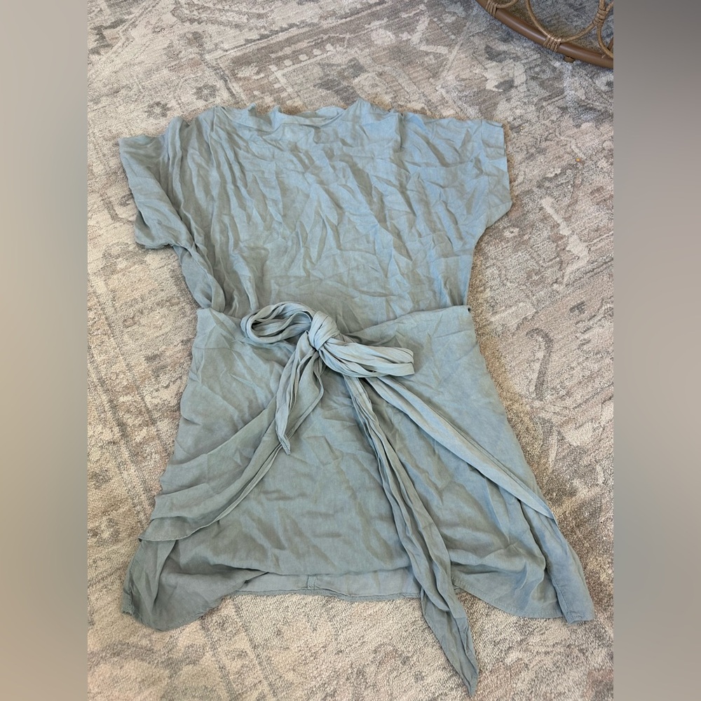 Olivaceous Light Blue Tie-Waist Dress
